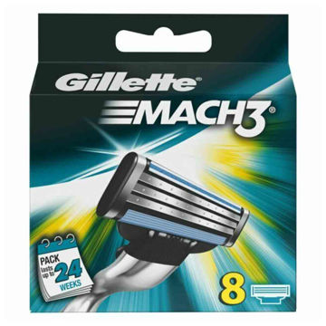 یدک خود تراش 3 لبه ژیلت GILLETTE مدل مچتری MACH3 بسته 8 عددی