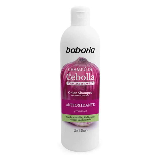 شامپو تقویت کننده باباریا babaria مدل پیاز Onion محرک ریشه مو و محافظت کننده رنگ مو مناسب انواع مو حجم 300 میل