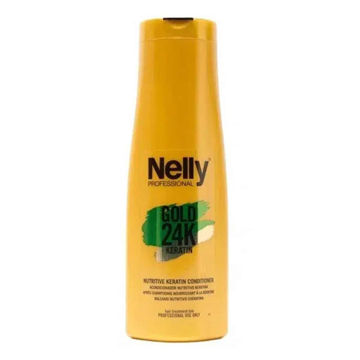 نرم کننده مو نلی پروفشنال NELLY مدل کراتین GOLD 24K KERATIN مناسب موی آسیب دیده حجم 400 میل