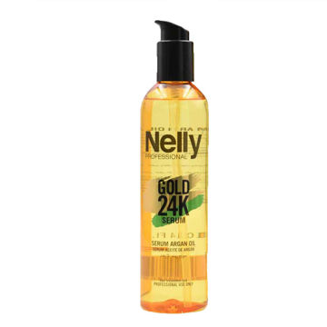 سرم مو روغن آرگان نلی پروفشنال NELLY مدل GOLD 24K SERUM حجم 300 میلی لیتر