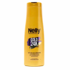 نرم کننده مو نلی پروفشنال NELLY مدل GOLD 24K ANTI-HAIR LOSS ضد ریزش حجم 400 میل