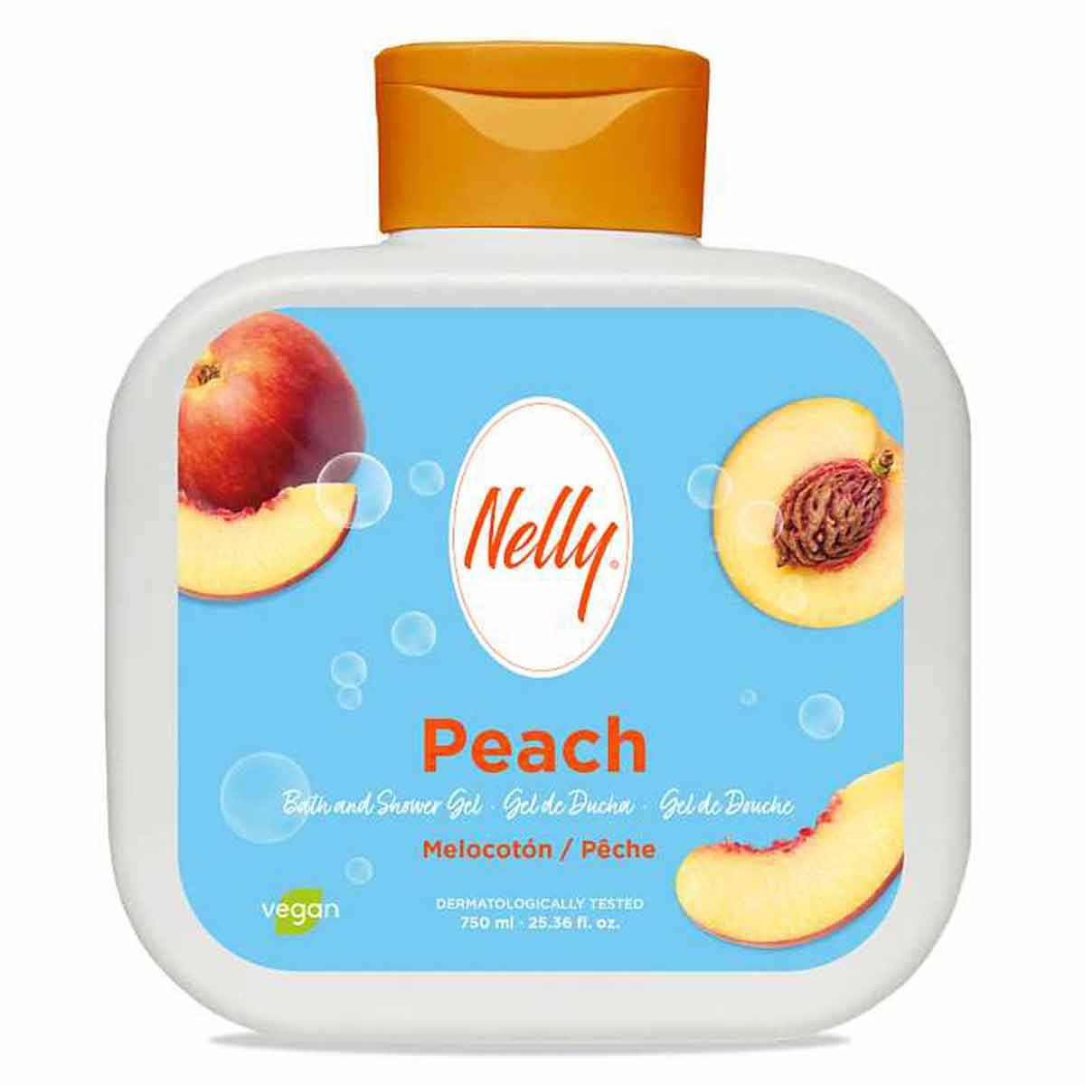 شامپو بدن با رایحه هلو نلی Nelly مدل Peach حجم 750 میل