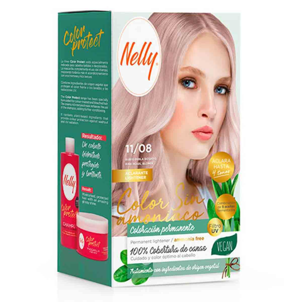 کیت رنگ مو بدون آمونیاک شماره 11/08 نلی NELLY مدل ammonia free حجم 50 میل