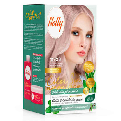 کیت رنگ مو بدون آمونیاک شماره 11/08 نلی NELLY مدل ammonia free حجم 50 میل