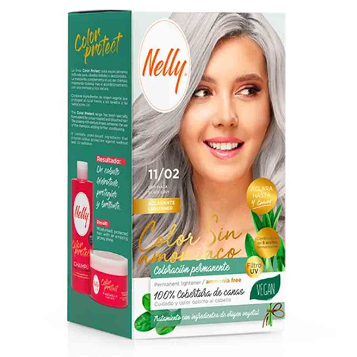 کیت رنگ مو بدون آمونیاک شماره 11/02 نلی NELLY مدل ammonia free حجم 50 میل