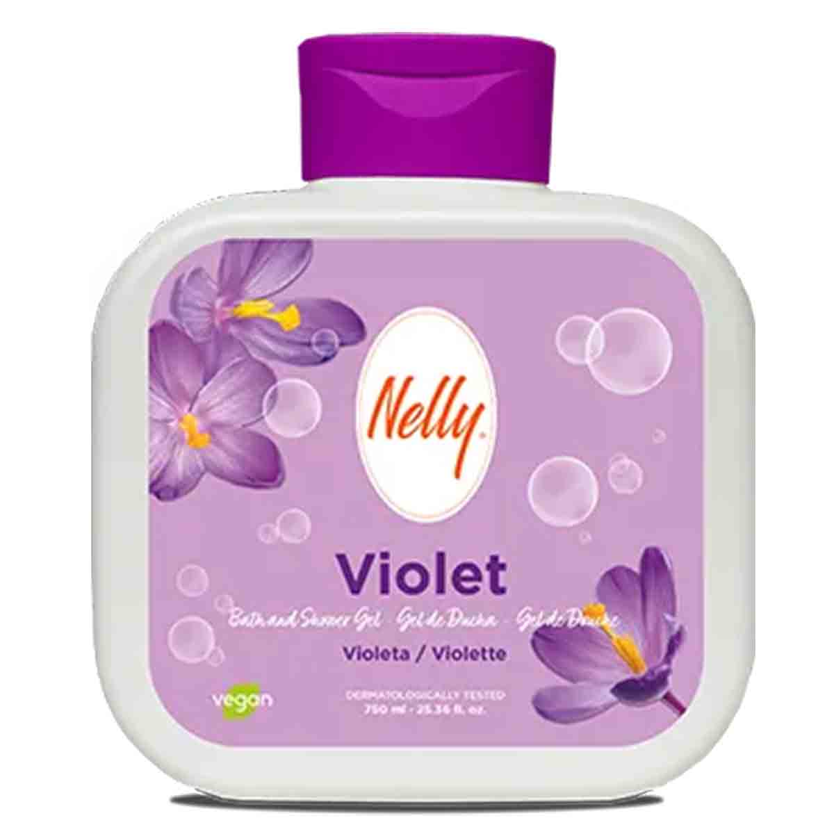 شامپو بدن با رایحه گل بنفش نلی Nelly مدل Violet حجم 750 میل