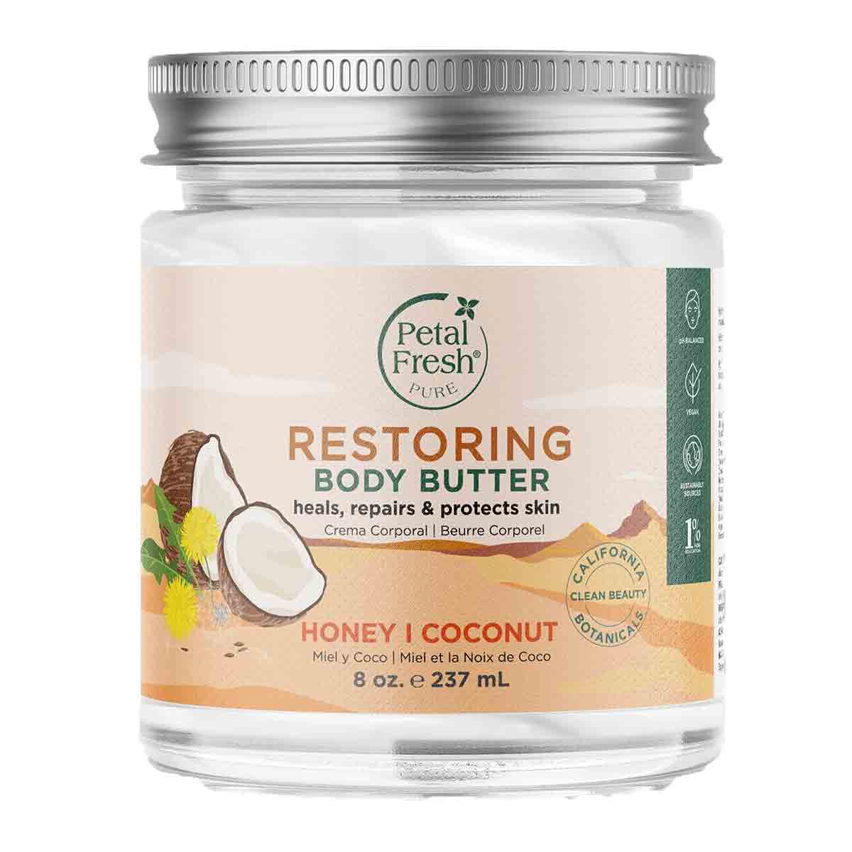 کره بدن آبرسان و ترمیم کننده پتال فرش Petal Fresh حاوی عصاره ارگانیک عسل و روغن نارگیل حجم 237 میلی لیتر حجم