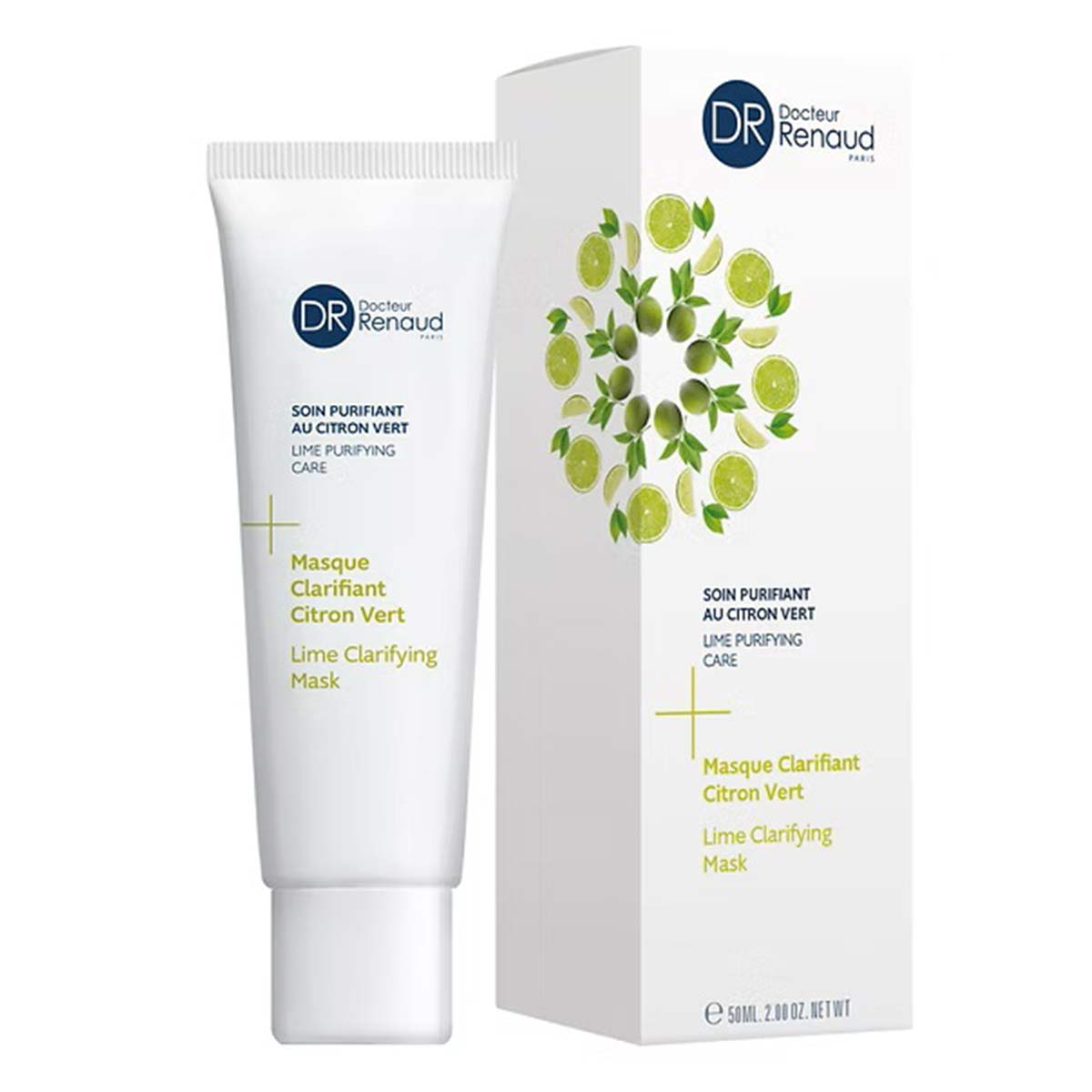 ماسک شفاف‌کننده و پاک‌کننده عمقی صورت لیمو ترش دکتر رناد Dr. Renaud مدل Lime Clarifying Mask حجم ۵۰ میل
