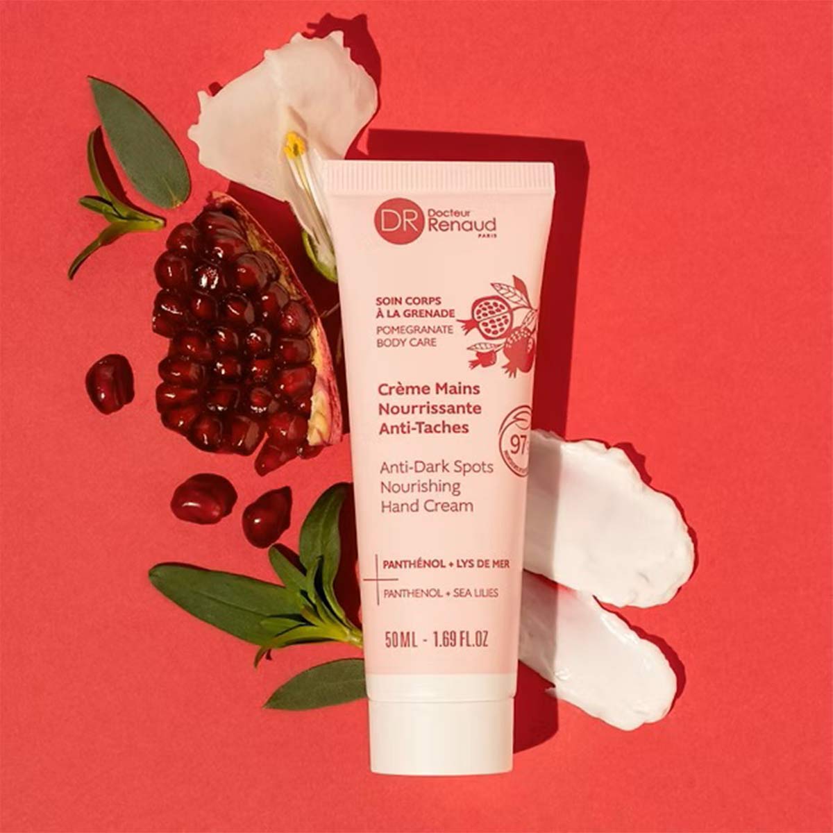 کرم دست مغذی، ترمیم‌کننده و ضد لک عصاره انار دکتر رناد Dr. Renaud مدل Anti-Dark Spots Nourishing Hand Cream حجم 50 میل
